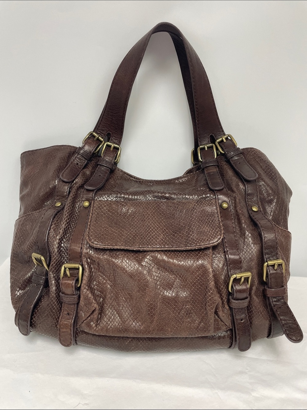 Kooba Brown Textured Leather Shoulder Bag